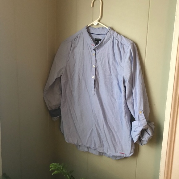 Talbots Textured Ruffle Neck Popover Shirt - Picture 1 of 4